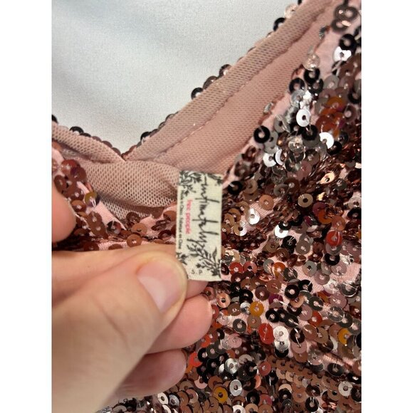 Intimately By Free People Women's Pale Pink Big Night Crop Top Sequin Size Small - Picture 5 of 8